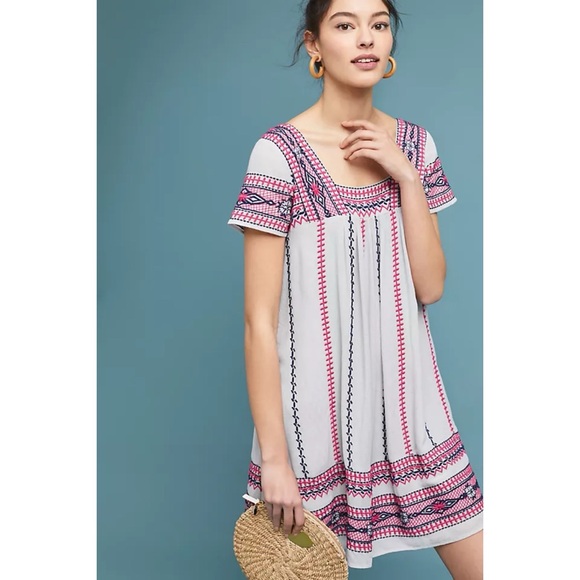 Anthropologie Dresses & Skirts - Anthropologie Pink and White Mini Dress